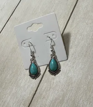 Handmade Earrings Turquoise Teardrop thumbnail 3