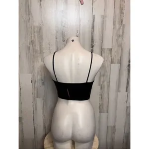 Jitren Clothing Black Faux Leather Spaghetti Strap Crop Top – Size Medium NWT thumbnail 2