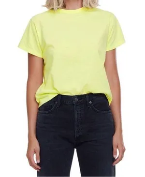 Agolde Rena Supima Cotton Crew Neck Easy T-Shirt Yellow thumbnail 1