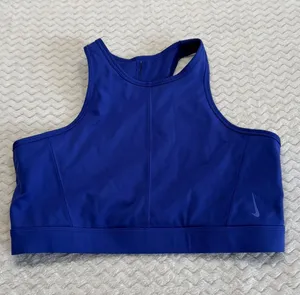 Nike Womens High Neck Racerback Sports Bra Royal Blue Large 445687-477445 thumbnail 1