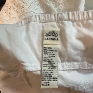 Sangria White Midi Dress Y2K Eyelet Baby Doll Halter Side Zip Cotton Size 8 FLAW thumbnail 8