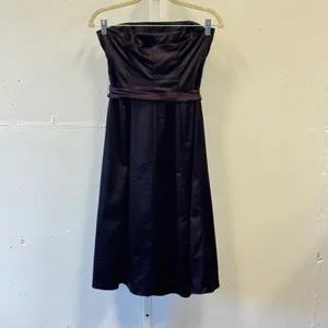 2010s Coast Strapless Satin Cocktail Dress Eggplant Purple Brown Silk Tie US 6 thumbnail 3