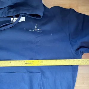 Source Unknown New Navy Blue "Belle Amie Nails: The Nail Artist" Graphic Hoodie Sweatshirt L thumbnail 5