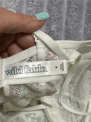 wild fable White Lace Longline Bustier Bralette with Garter Straps thumbnail 6