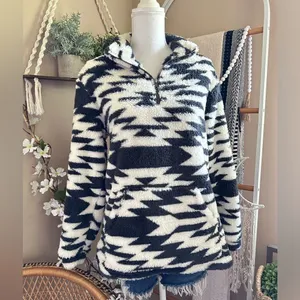 Natural Reflections Geometric Print Sherpa Pullover Quarter Zip Sweater thumbnail 2
