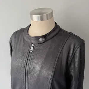 Grace & Lace Black Faux Leather Jacket Women’s Large Zip Moto Style thumbnail 2