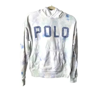 Polo Ralph Lauren Paint Splatter Logo Hoodie Pastel Distressed Small thumbnail 2