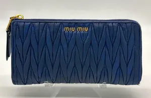 Miu Miu Navy Continental Leather Wallet thumbnail 1