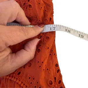 Free People Mockingbird Eyelet Tiered Maxi Dress Size XS Rust Orange Boho Chic thumbnail 12