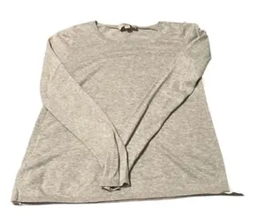 Loft size small long sleeve grey sweater with white lace inset on sides EUC thumbnail 1