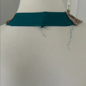 Stunning Teal Blue Y2K Halter Top with Gold Sequins thumbnail 5