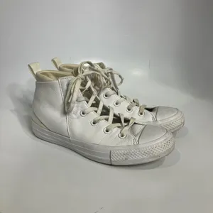 Converse Sloane mid top sneakers leather canvas white womens size‎ 6.5 punk thumbnail 3