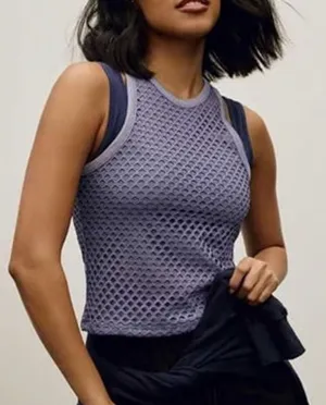 Anthropologie Mesh Tank Top Pullover Stretch Nylon Lavender Purple Size Large thumbnail 1