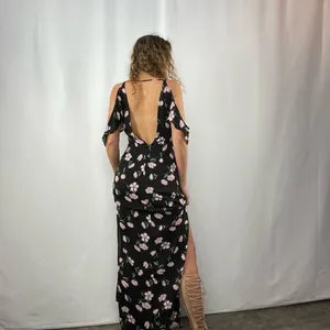 About Us Floral Side Slits Maxi Dress in‎ Black Multi Size Small thumbnail 11