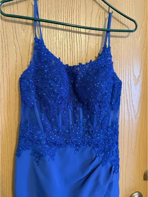 Long Blue Formal Dress David's Bridal thumbnail 2
