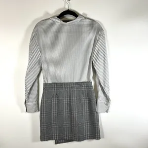 Maje Shirt Skirt Dress Gray And Black Plaid‎ Women’s Size 2/medium Office Classy thumbnail 7