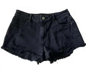 PACSUN Black Distressed Denim Shorts Size 25 thumbnail 1