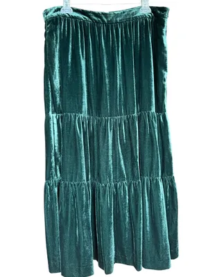 Boden Green Viv Velvet Tiered Maxi Skirt‎ Sz 14 thumbnail 3