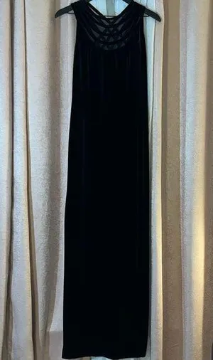 Gina Bacconi Size 10 Black Velour Maxi Gown thumbnail 1