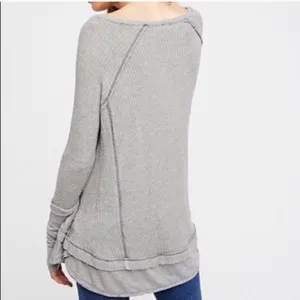 Free People We the Free Laguna Gray Thermal Long Sleeve Top W-167 Size XS thumbnail 2