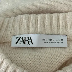Zara Cream and Navy Striped Crewneck Sweater thumbnail 4