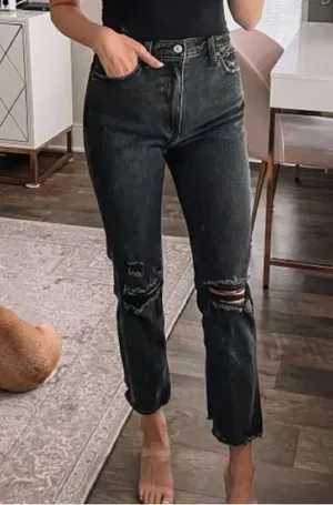 Abercrombie & Fitch The Ankle Straight Ultra High Rise in Black Size 30/10R thumbnail 2