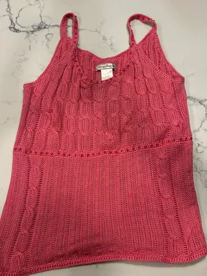 Tommy Bahama Pink Knit Cable Tank Top size small silk/cotton blend thumbnail 1
