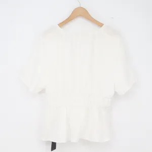 Fashion SZN Peplum Top Womens 1XL White Tie Front V-Neck New thumbnail 5