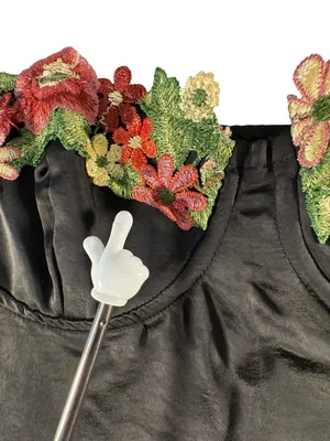Princess Polly Kenzie Black Satin Floral Applique Bustier Mini Dress Size 10 thumbnail 10