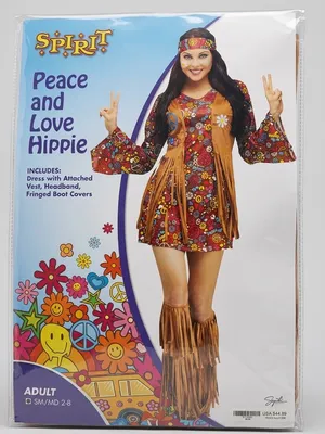 Spirit Halloween Peace and Love Hippie Adult Costume Size S/M (2-8) thumbnail 1