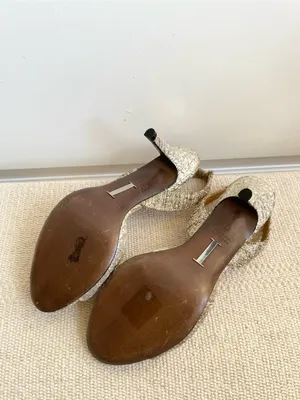 Vintage Y2K Issac Mizrahi Gold Foiled Sling Back Heels Size 36 Made In Italy thumbnail 6