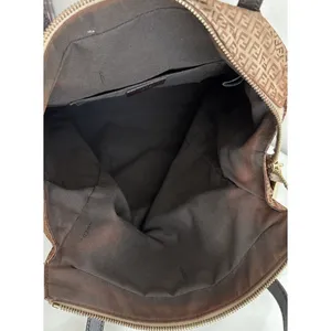 Authentic Fendi Zucca Monogram Tote Bag Brown Nylon Leather Zipper vintage thumbnail 11