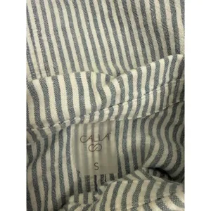 Calia Blue White Stripe Oversized Button Up Swim Pool Beach Coverup Shirt Small thumbnail 3