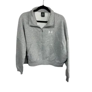 Under Armour Pullover Icon Fleece Oversized Half Zip Women's Large Gray New thumbnail 2