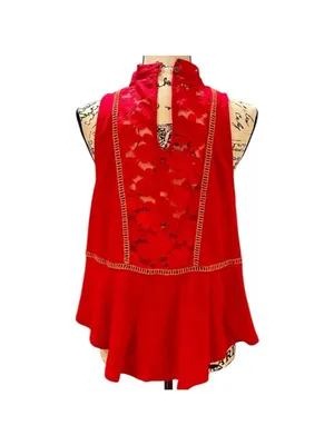 Free People Flora Sleeveless Top Size M Red thumbnail 4