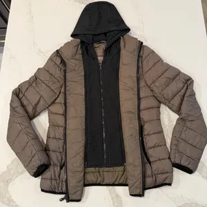 Guess Detachable Hoodie Puffer Jacket Women’s Size Large Taupe Outerwear Casual thumbnail 9