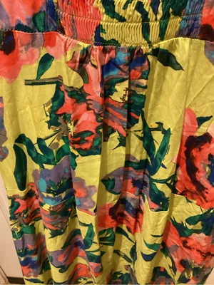 Vince Camuto Lime Green Floral Maxi Dress with Pink & Blue Blooms thumbnail 3