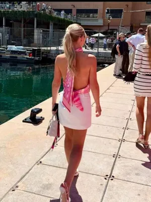 SHEIN pink tie high neck halter top thumbnail 3