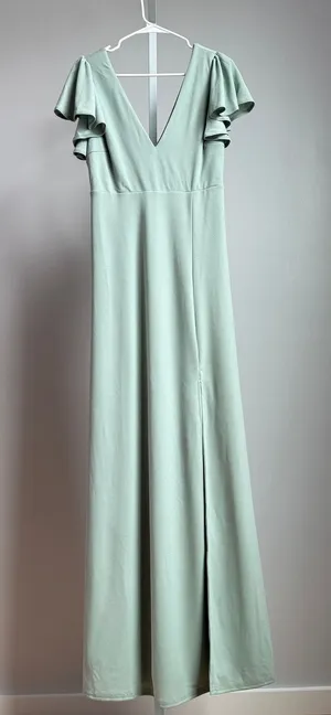 Birdy‎ Grey sz M green flutter sleeve maxi dress thumbnail 1