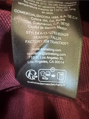 NWT ANINE BING Leo Canvas Tote Collegiate Fig Burgundy Bag thumbnail 7