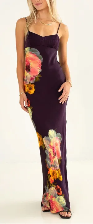 Amanda Uprichard Janeiro Maxi Dress in Purple Multi XS thumbnail 1