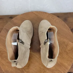 Lands' End Women Ankle Boots Size 10 Brown Tan Suede Zip Up Block Heel Casual thumbnail 5