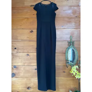 Lulus Truly Mysterious Black Sheer Mesh Cap Sleeve Maxi Dress Wedding Size M thumbnail 4