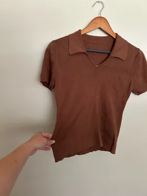 Unbranded ribbed collared shirt Brown thumbnail 2