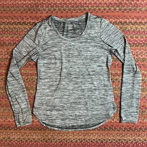 Reebok Grey Heathered Space Dye Long Sleeve Athletic Long Sleeve Shirt thumbnail 1
