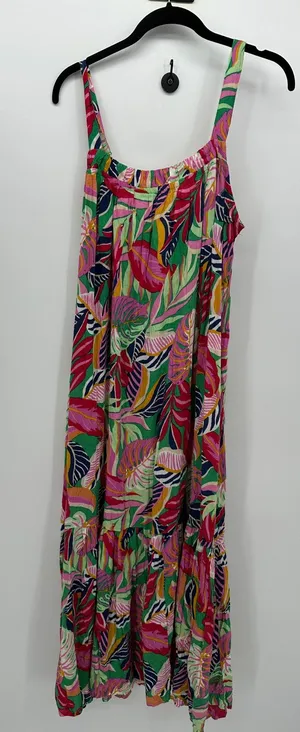 Goa by Japna Green Tropical Print Maxi Dress Womens Pockets Rayon‎ Size M Resort thumbnail 1