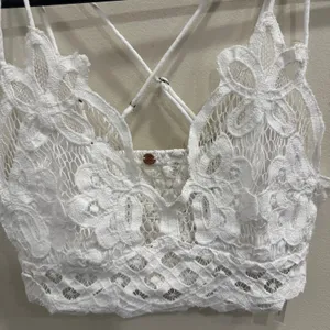 Free People FP One White Adella Floral Lace Bralette Small Boho Fairy Coquette‎ thumbnail 3