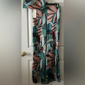 Rachel Zoe Women’s 2-Piece Tropical‎ Palm Print Satin Halter & Pant Set Small thumbnail 9