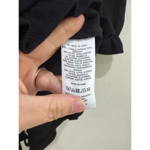 Maeve Anthropologie Black Puff Sleeve Tie Back Ruffle Hem Ribbed Top XS thumbnail 5