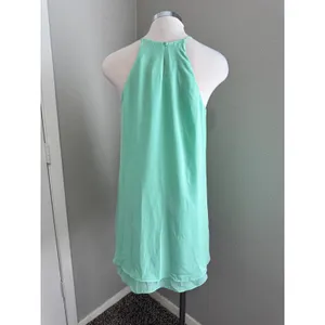 Pink Rose| Mint Green Halter Neck Sleeveless Casual Dress Flowy Layered‎ Hem S thumbnail 3